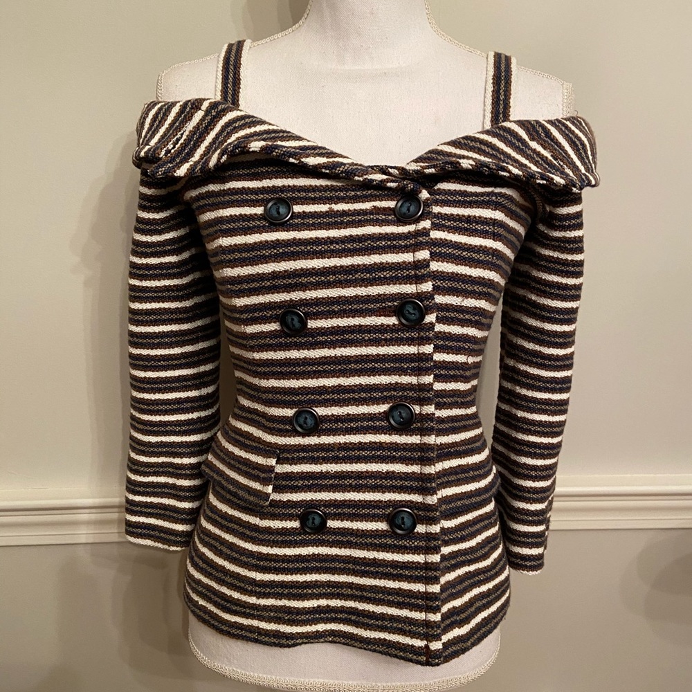 5/$25 - W by Worth off shoulder striped blazer